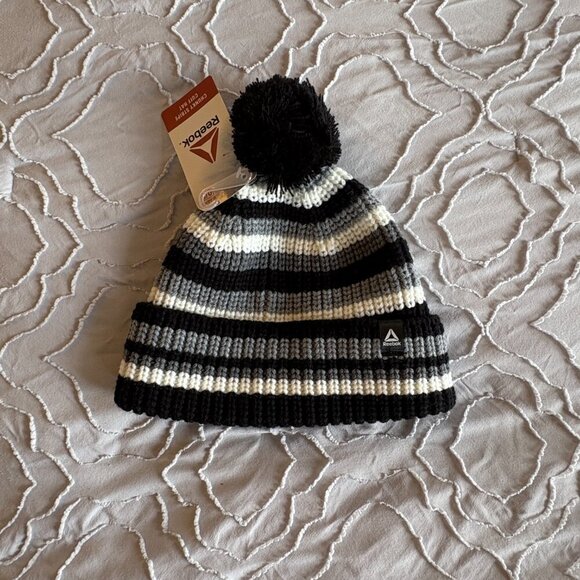 NWT Reebok Knit Striped Cuff Beanie - Picture 3 of 7